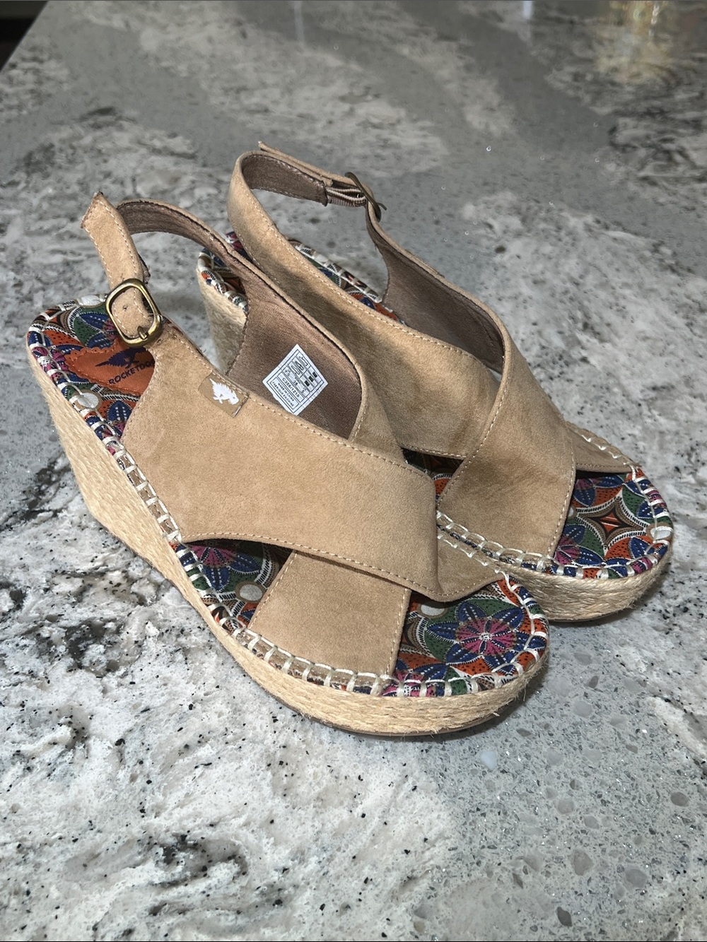 Rocket Dog Suede Espadrille Slingback Wedge Sandals Size 7.5 Like New